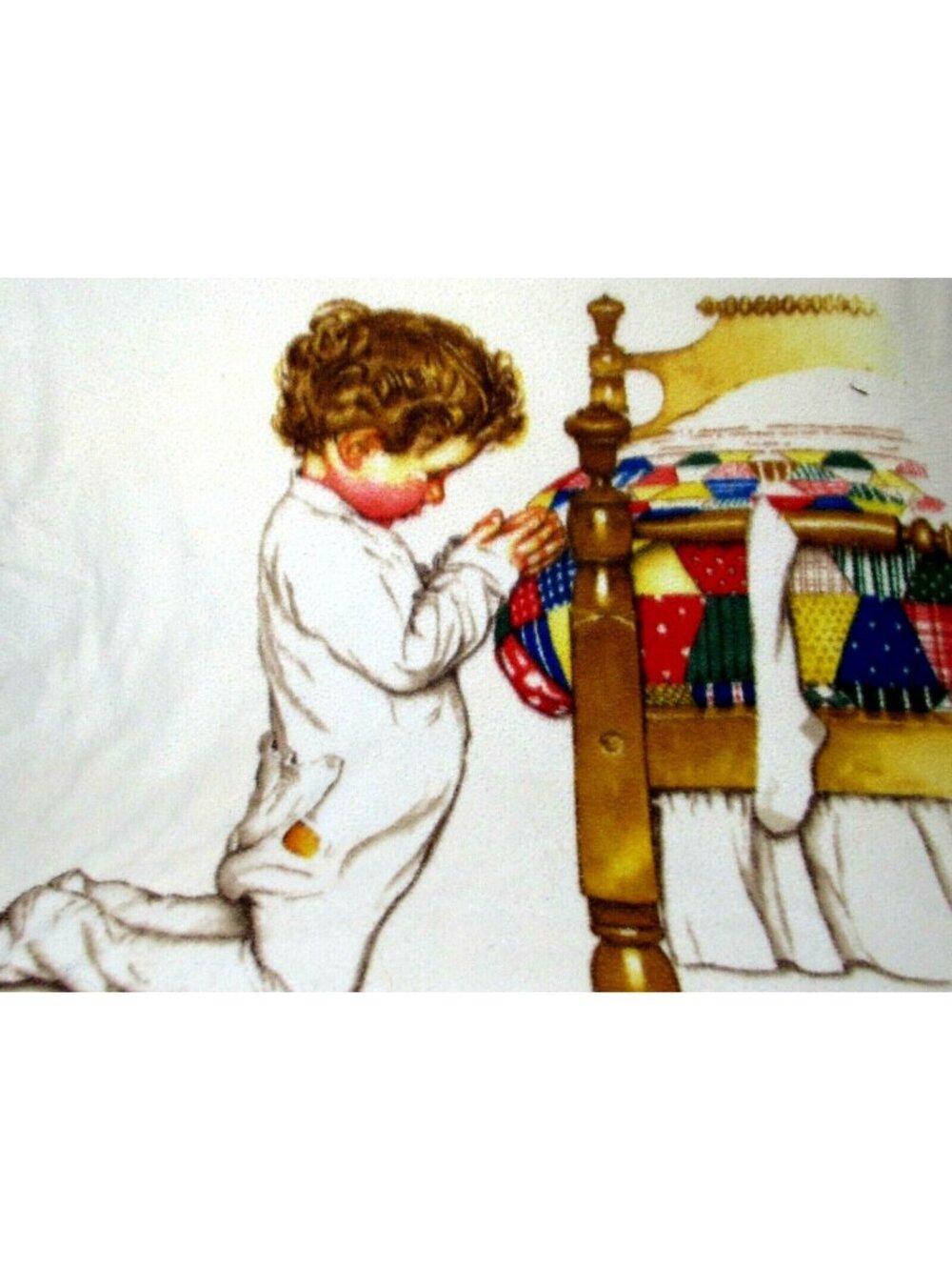 VTG Boys Town Baby Praying Blanket Now I Lay Me Down To Sleep Norman Rockwell